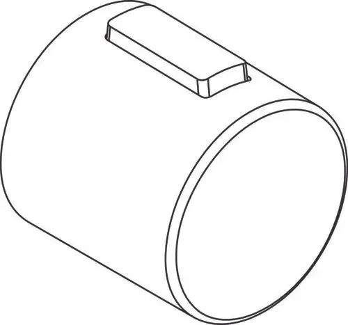 Thermostatgriff von Ideal Standard, rundes Design ohne Bedruckung, mit seitlichem Hebel zum Einstellen der Temperatur.
